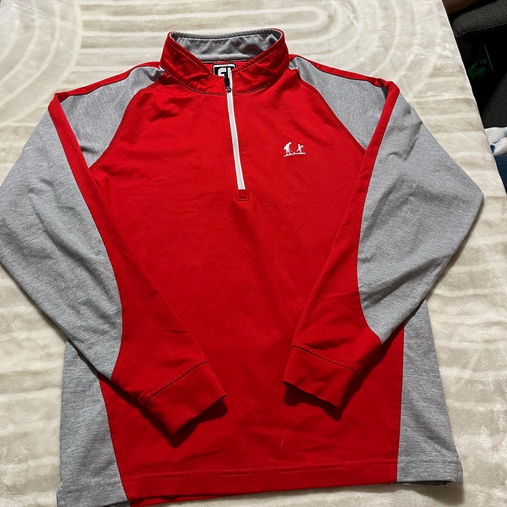 Juniors Footjoy Large Red and Gray 1/4 Zip pullover